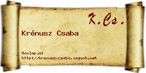 Krénusz Csaba névjegykártya
