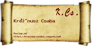 Krénusz Csaba névjegykártya